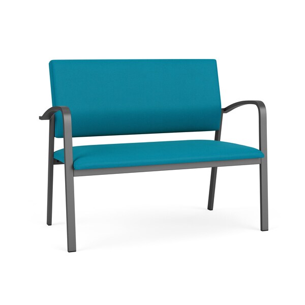 Lesro Newport 2 Seat Tandem Seating Metal Frame No Center Arms, Charcoal, OH Waterfall Upholstery NP1501 - main